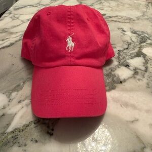 Polo Ralph Lauren‎ Cotton Baseball Cap in Hot Pink + White Embroidered Pony